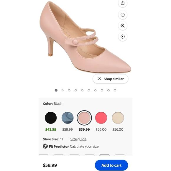 Journee Womens Sidney Pointed Toe Mid Heel Pumps size 11 - Picture 3 of 9